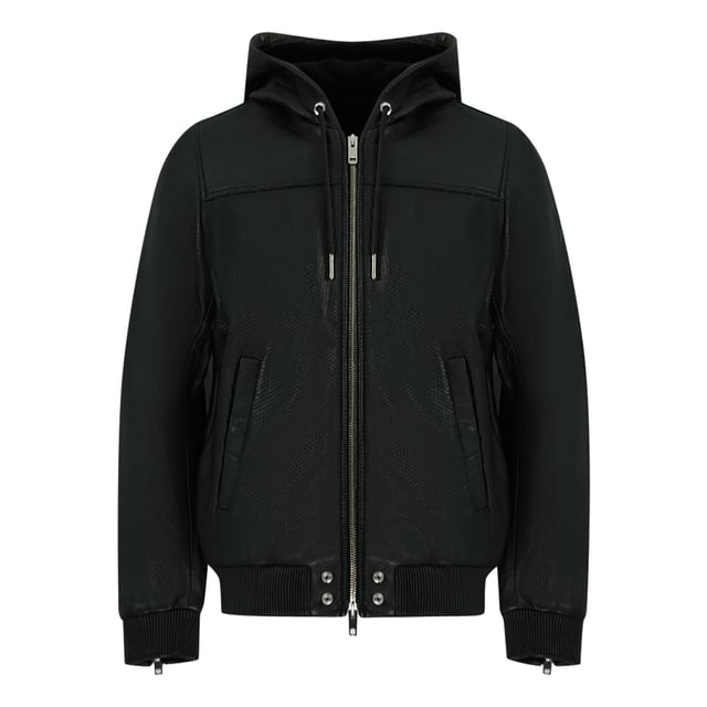Diesel L-Rooney Black Leather Jacket. Diesel Black Leather Jacket. Central Zip Closure. Style : L-Rooney 900. Drawstring Design on Back. 100% Leather