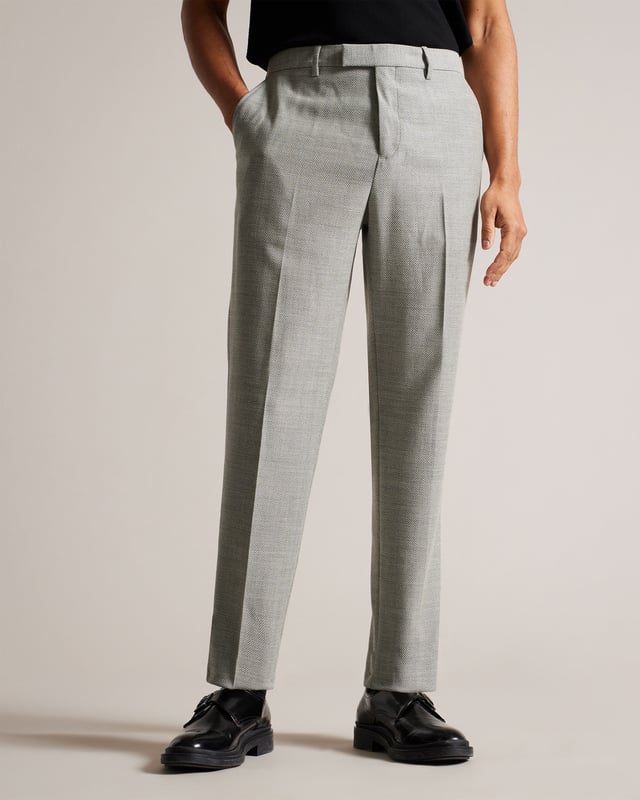 Ted Baker Lucciat Slim Fit Herringbone Trouser Grey