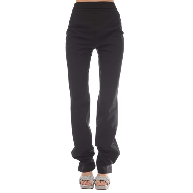 Womens Heron Preston Garbardine Stretch Zip Pants in black.- Elasticated waistband.- Pockets at side.- Orange logo patch sewn at waist on the back.- Zip fastening at front legs.- Stretch.- 66% Polyester  28% Viscose  6% Elastane.- Ref: HWCA028S211000
