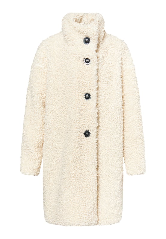 De iconische teddyjas van DreiMaster Vintage laat ons ontspannen het koude seizoen ingaan. Het zachte imitatiebont omhult ons comfortabel en geeft ons een gevoel van veiligheid. Het casual silhouet wordt gesloten met vier knopen en kan zowel met een opstaande kraag als met een opvouwbare kraag worden gedragen. Het ontwerp, gemaakt in Italië, wordt gecompleteerd met een soepele binnenvoering.  Jas