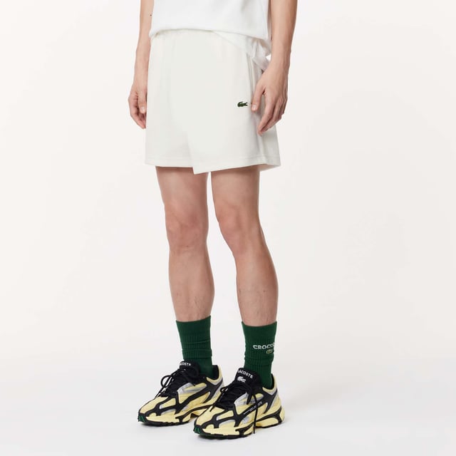 Mens Lacoste Regular Fit Terry Knit Paris Shorts  Terry knit cotton Drawstring waist Regular fit  straight cut  Side pocket Embroidered crocodile on side