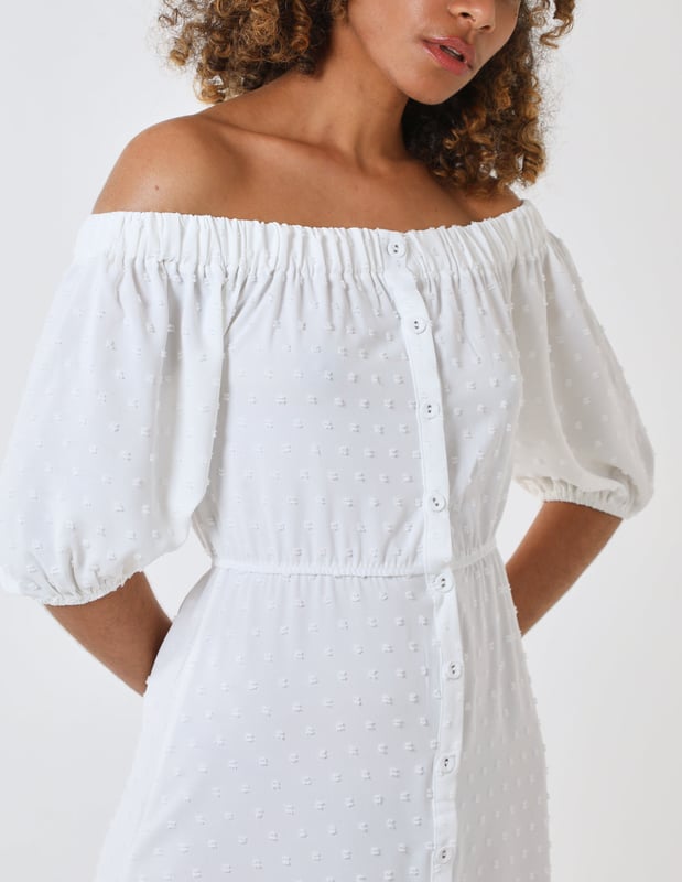 Enjoy a nice sunny day with this Bardot Button Through Midi Dress.