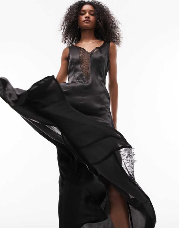 Dresses by Topshop Welcome to the next phase of Topshop V-neck Tie waist Lace inserts Regular fitSold By: Asos