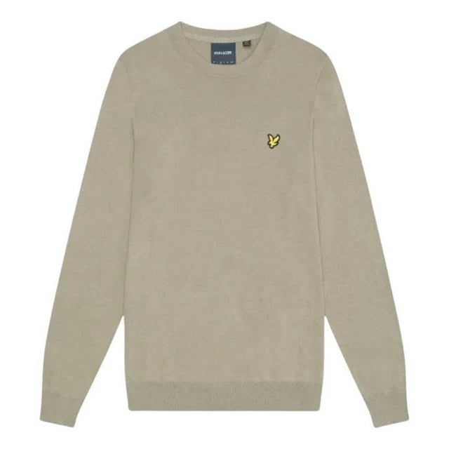 Lyle & Scott bruine trui, 100% katoen, kleine merkbadge op de linkerborst, gemaakt in Bangladesh, bruine trui met ronde hals