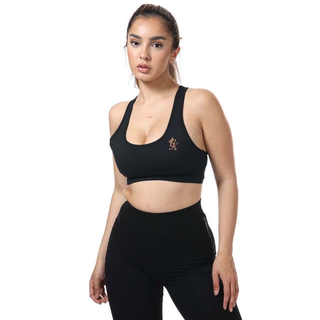 Women s Gym King Sports Piped Bra in Black Gold