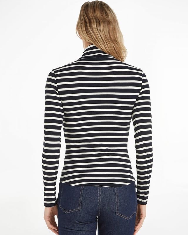 Tommy Hilfiger Ribbed Long Sleeve Womens Roll-Neck Top