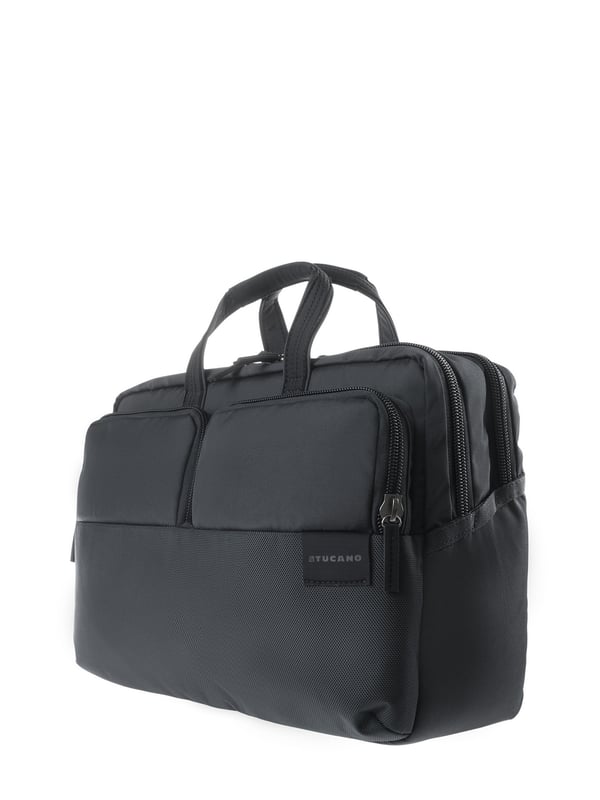 Unisex handtas met ritssluiting. twee open binnenzakken. twee voorvakken met ritssluiting en twee achtervakken met ritssluiting aan de buitenkant. verstelbare en afneembare schouderband. Polyester handvat. een binnencompartiment.  extern materiaal. polyester binnenkant. Afmetingen: 44x29x9 cm. Modeproduct