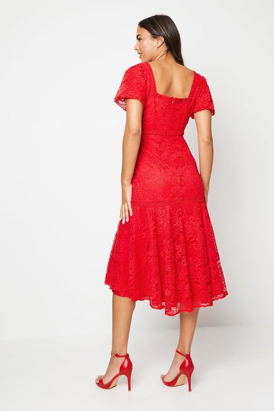 Lara Puff Sleeve Pleated High Waist Midi Dress main image 0