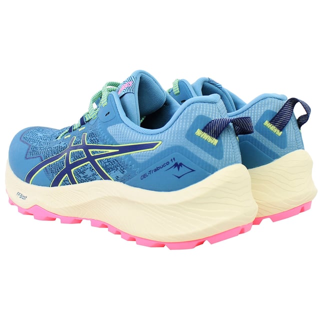 The Asics Gel-Trabuco 11 Women's Blue Running Shoes are engineered for trail runners who demand durability, comfort, and protection on rugged terrains. Combining advanced technology with a stylish blue design, these shoes are perfect for tackling challenging trails with confidence.
Â 
Key Features:
Manufacturer Colour:

Gris Blue/Deep Ocean

FLYTEFOAMÂ® Cushioning: 

Lightweight and responsive midsole foam reduces impact and enhances comfort during long runs.


GELÂ® Technology: 

Positioned in the rearfoot for superior shock absorption, providing smoother transitions and reduced strain on joints.


ASICSGRIPâ„¢ Outsole: 

Trail-specific outsole with multidirectional lugs offers excellent traction on uneven, wet, or rocky surfaces.


Rock Protection Plate: 

Shields your feet from sharp objects like rocks and roots, ensuring safety on rugged terrains.


Engineered Mesh Upper: 

Provides breathability and a secure fit, keeping feet cool and comfortable during high-intensity activity.


Reinforced Overlays: 

Increase durability and offer additional protection against trail debris.


DUOMAXÂ® Support System: 

Enhances stability and reduces overpronation, creating a more balanced and controlled stride.


Eco-Friendly Design: 

Constructed with recycled materials, supporting sustainable manufacturing practices.


The Asics Gel-Trabuco 11 Women's Blue Running Shoes deliver optimal performance, grip, and protection, making them the ideal choice for trail runners and outdoor enthusiasts seeking a reliable and stylish solution for off-road adventures.