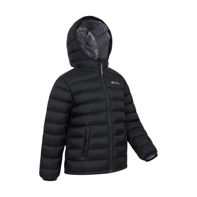 Outer Materials: 100% Polyamide. Lining Material: 100% Polyester. Filling Material: 100% Polyester. Filling: Microfibre. Design: Logo, Quilted. Fabric Technology: DWR Finish, Water Resistant. Cuff: Elasticated. Neckline: Hooded. Sleeve-Type: Long-Sleeved. Hood Features: Grown On Hood. Pockets: 2 Side Pockets. Fastening: Full Zip.