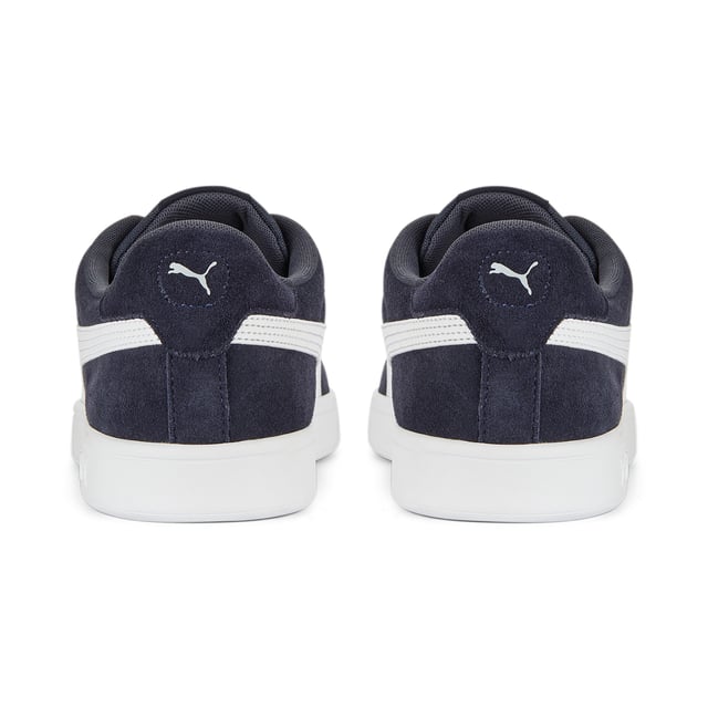 PRODUCT STORY: The tennis-inspired Smash is back and better than ever, featuring its classic silhouette, with long, clean lines, and an updated padded collar and sockliner. FEATURES & BENEFITS: LWG: The leather sourced in this product comes from environmentally responsible leather manufacturing and is audited and certified via the Leather Working Group protocol; SOFTFOAM+: Step-in comfort sockliner designed to provide soft cushioning thanks to its extra thick heel.DETAILS: Suede upper; Updated eyestay design; Stitched-through and padded collar; Lace closure for a snug fit; PUMA No. 1 Logo on tongue; PUMA No. 2 Logo on quarter; PUMA Formstrip on medial and lateral sides; PUMA Cat Logo on heel; Lining: Textile; Outsole: Rubber; Upper: Leather; Sockliner: Textile.