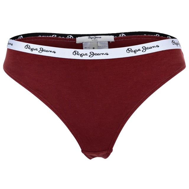 Klassische Strings für Damen von der Marke Pepe Jeans. Im praktischen 3er Vorteilspack. Mit Allover-Logo.