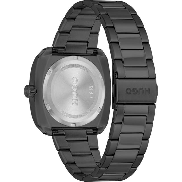 Hugo 1530311 - Herrenuhr Quarz aus Edelstahl• Material: Edelstahl• Glas: Mineral• Armband: Edelstahl• Farbe: Grau• Wasserbeständigkeit: 50 m (5 ATM)• Gehäusegröße: 42 mm