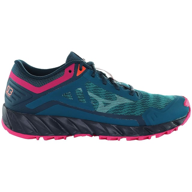 Mizuno Wave Ibuki 3 Trail Women's Blue Running Trainers, specifically designed to elevate your trail running experience. These trainers boast an array of features that provide both performance and style, making them a perfect choice for adventurous female runners:

 Trail-Ready Traction:  The outsole of the Mizuno Wave Ibuki 3 Trail trainers is engineered with aggressive lugs and durable rubber, providing exceptional traction on rugged terrains. Conquer challenging trails with confidence and stability.

 Wave Technology:  The midsole is equipped with Mizuno's signature Wave technology, offering excellent cushioning and shock absorption. This ensures a smooth and responsive ride, even on uneven surfaces.

 Protective Toe Cap:  The trainers feature a protective toe cap that shields your toes from rocks, roots, and other hazards encountered on the trail. Stay protected without sacrificing flexibility.

 Breathable Upper:  The breathable upper construction keeps your feet ventilated during long runs. It prevents overheating and moisture buildup, promoting a comfortable and dry feel throughout your adventure.

 Secure Fit:  The trainers incorporate a secure lacing system that allows you to adjust the fit according to your preferences. Enjoy a snug and customized fit that reduces movement inside the shoe.

 Stability and Support:  With a supportive design, the Mizuno Wave Ibuki 3 Trail trainers offer stability and control on challenging terrains. Maintain your balance and confidence as you navigate varying surfaces.

 Lightweight Design:  Despite their trail-ready features, these trainers remain lightweight, preventing unnecessary strain during extended runs.

 Stylish Look:  Combining performance with aesthetics, the blue colorway with subtle Mizuno branding ensures you look great while conquering the trails.