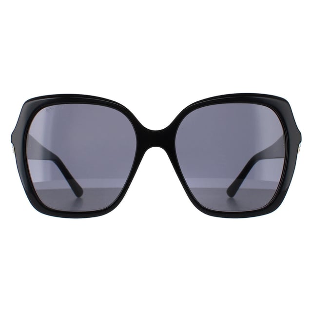 Jimmy Choo Square Womens Black Grey Blue MANON/G/S  Sunglasses are a stylish square frame, enhancing your facial features while providing optimal sun protection. The high-quality acetate material used in their construction ensure durability and comfort, making them the ideal companion for both everyday wear and special occasions. The Jimmy Choo logo features on the slender temples for brand authenticity.