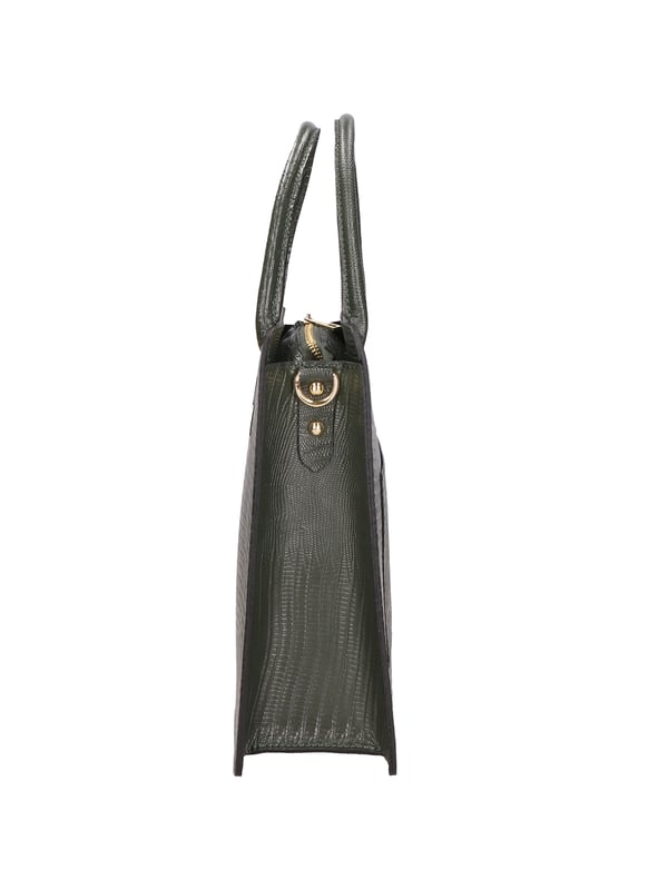 Bolso shopping rígido para mujer, en piel auténtica estampada con efecto lagarto. Equipado con bandolera ajustable y extraíble. Producto artesanal italiano. Hecho en Italia
