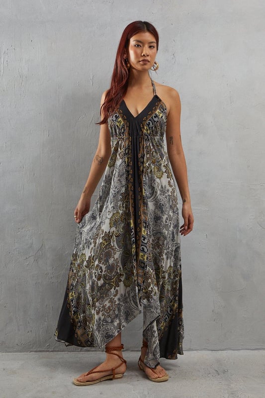 Scarf print midi dress store