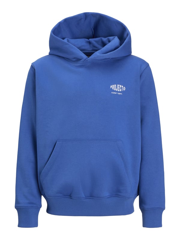 Jack & Jones junior hoodie Deze hoodie brengt stijl en comfort in je dagelijks leven! Met zijn losse pasvorm en afgezakte schouders heeft hij een superrelaxte en casual pasvorm. De zachte binnenkant zorgt ervoor dat je je helemaal behaaglijk voelt, waar je ook heen gaat. De brede capuchon beschermt je tegen de wind en geeft de look een coole touch. De kleine print op de voorkant met tekst- en beeldontwerp geeft de hoodie een subtiel accent, terwijl de grote print op de achterkant een echte blikvanger is. In de praktische kangoeroezak kun je je handen warm houden of kleine spullen opbergen. De elastische geribde boorden houden alles in vorm - ideaal voor elke dag!