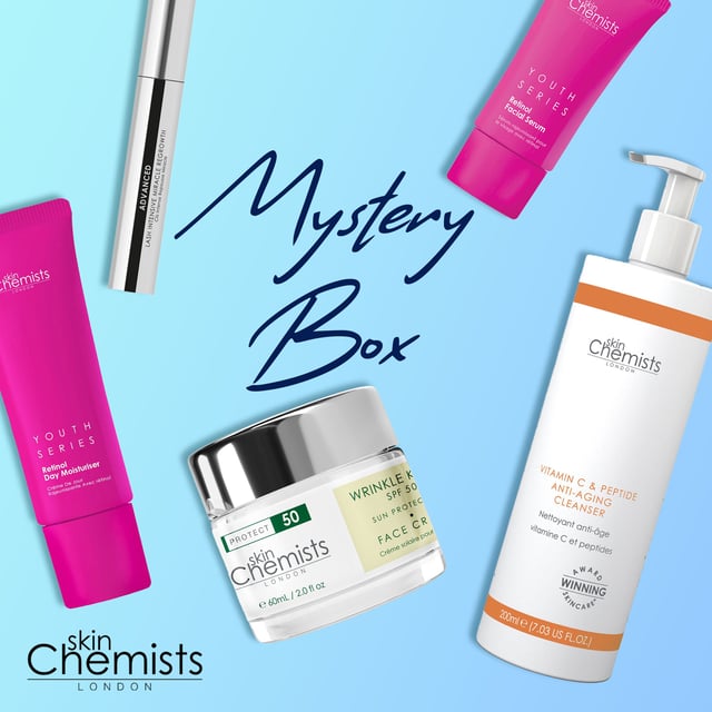 Unlock your best skin yet with the skinChemists Beauty Mystery Box! The best way to discover new beauty and skincare additions to your routine. Featuring 5 premium products worth over £200 for a fraction of the price. Each product is crafted with the finest ingredients to address skin concerns and help with the signs of ageing. Delivery visibly noticeable results, this makes the perfect gift for a friend, loved one or to spoil yourself! Please note mystery box will change monthly, order multiple boxes within the same month can lead to receiving the same items.