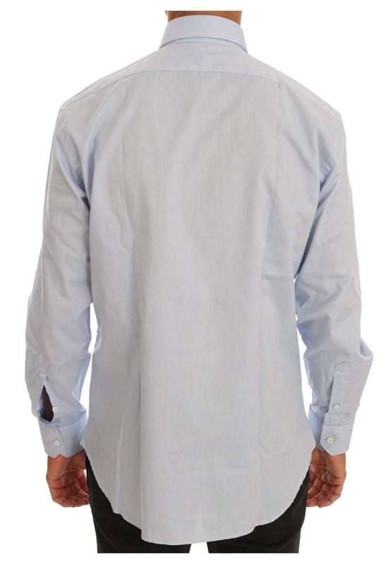 Cavalli Men's Light Blue Cotton Slim Fit Dress Shirt