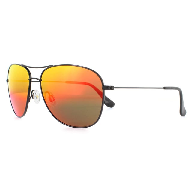 Maui Jim Aviator Unisex Gloss Black Hawaii Lava Polarized Sunglasses