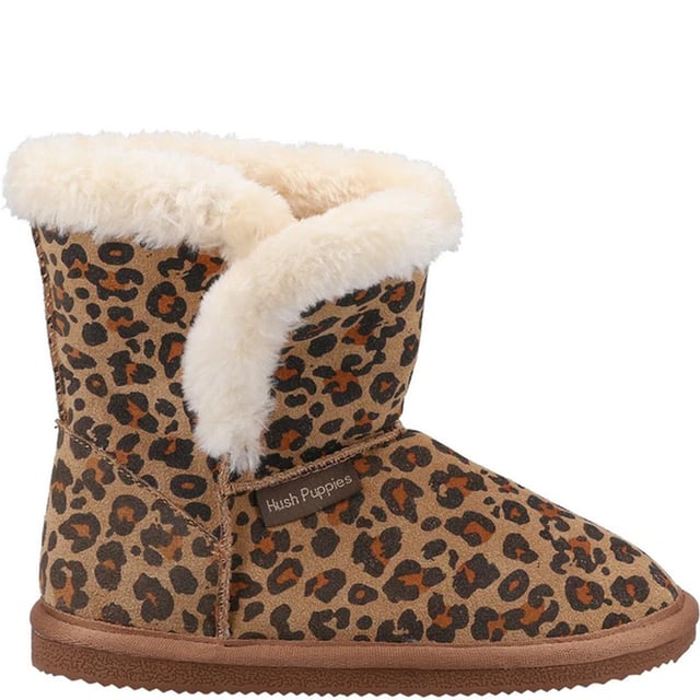 Upper: Suede. Lining: Faux Fur. Outsole: Flexible, TPR. Hardwearing, Lightweight. Flat. Design: Label, Leopard Print, Logo. Fastening: Slip-on.
