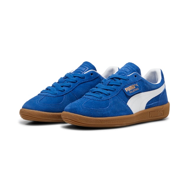PRODUCT STORY A terrace legend from our archives returns: The Palermo. The silhouette debuted back in the early '80s, where it quickly became a staple among the terrace crowds in British football stadiums. Now, we’ve brought it back for the fans. Like the original, the Palermo is complete with its signature tag at the upper, a T-toe construction, and, of course, the classic gum sole. FEATURES & BENEFITS PUMA’s leather products support responsible manufacturing via the Leather Working Group. DETAILS Leather upperSynthetic liningDebossed and foil-printed PUMA branding on quarter panel tab and heel capLeather-coated FormstripRubber midsoleRubber outsolePUMA Youth: Recommended for older kids between 8 and 16 years