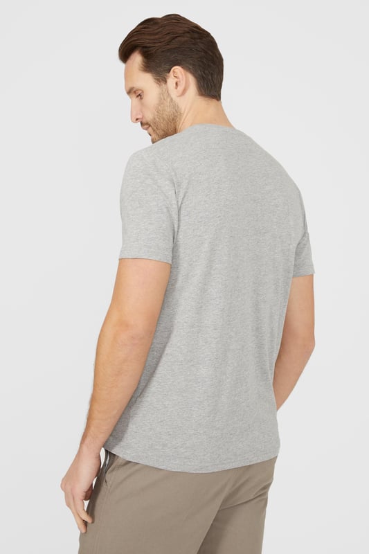 Cotton Crew Neck T-shirt. Consciously made from super-soft fabrics, look to this must-have crew T-shirt for men. Boasting short-cut sleeves, a comfortable neckline, and a tailored cut finish.