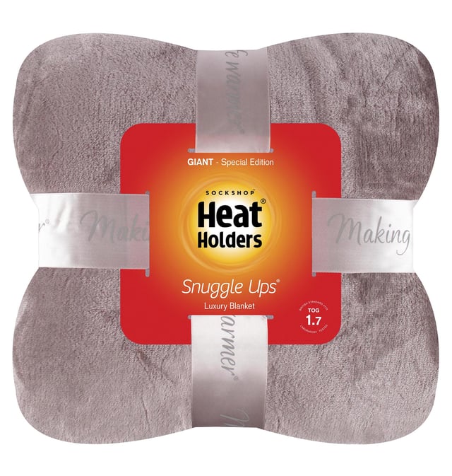 If you're looking for a luxurious blanket that's made to keep you warm, look no further. Our Heat Holders Luxury Giant Fleece Blanket is soft, fluffy, and incredibly efficient at retaining heat. Our new Giant version of the Heat Holders Thermal Blanket is made of a luxuriously soft fur-like fleece we call Heatweaver, that has been developed with the main intention of being efficient at retaining heat, which is why it has an official tog rating of 1.7 TOG. This giant version of the Heat Holders Blanket measures at 270cm X 240cm so it’s ideal for you to wrap up with your partner and unwind on those cosy lounge-around days! So, with heating costs rising, don’t get cold - get a Heat Holders Thermal Blanket! And not only does this blanket feel amazing as soon as you put it on, it will stay that way for years to come due to its machine washability, so there’s no need to worry about stains or odours ruining its softness. These blankets are made from 100% Polyester and are available in 4 classic colours: Antique Silver, Cranberry, Moon Rock & WInter Fawn. They measure at 270cm X 240cm and are Machine Washable.