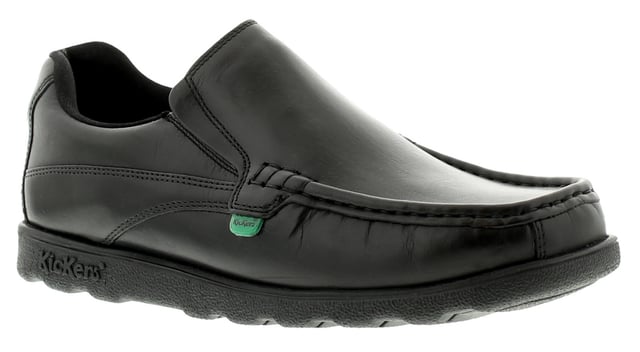 Mens Kickers Fragma Slip Shoe in Black-Slip on-Padded ankle and tongue-Panel overlays to side-Tab to side-Branding to heel and side-Leather Upper  Textile Lining  Synthetic Sole-Ref:114227