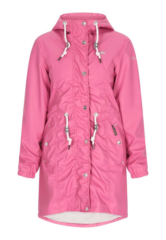 Entdecken Sie den ultimativen schlichten Regenmantel, der Funktionalität und Stil vereint. Diese wasserabweisende Parka-Jacke hat eine normale Passform mit Kapuze mit Kordelzug, Reißverschluss und Druckknöpfen für mehr Komfort. Pattentaschen sorgen für zusätzliche Funktionalität. Es besteht aus wasserdichtem Stoff (3000 mm) mit verschweißten Nähten und eignet sich perfekt für den Einsatz im Freien.  Regenmantel