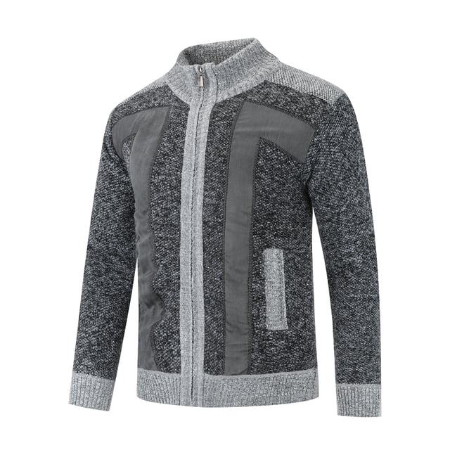 Herren Strickjacke mit Reißverschluss Stehkragen Cardigan