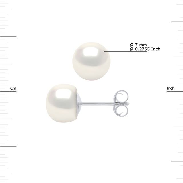 Oorbellen - 925 duizendste - zoetwater gekweekte parels knop 7-8 mm - NATURAL WHITE - kinderwagens systeem - Wordt geleverd in een koffer met een certificaat van echtheid en een internationale garantie - Al onze juwelen zijn gemaakt in Frankrijk.