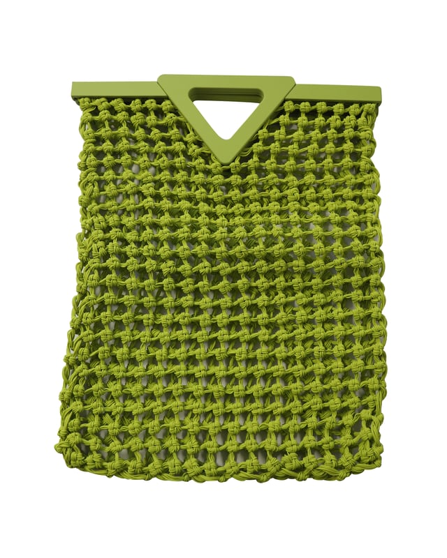 VINTAGE, RRP AS NEW
Bottega Veneta is no stranger to meticulous weaving techniques - this 'Point' tote is crafted from knotted macramé rubber in a soft, spacious silhouette. Designed in a vibrant 'Chartreuse' hue, it has a sturdy V-shaped frame that serves as a top handle.
Bottega Veneta Point Macramé Tote in Chartreuse Rubber
Sign of wear: No
Condition: Excellent, comes with zip pouch
Material: Rubber
Color: Chartreuse 
Size: One Size
SKU: 195213