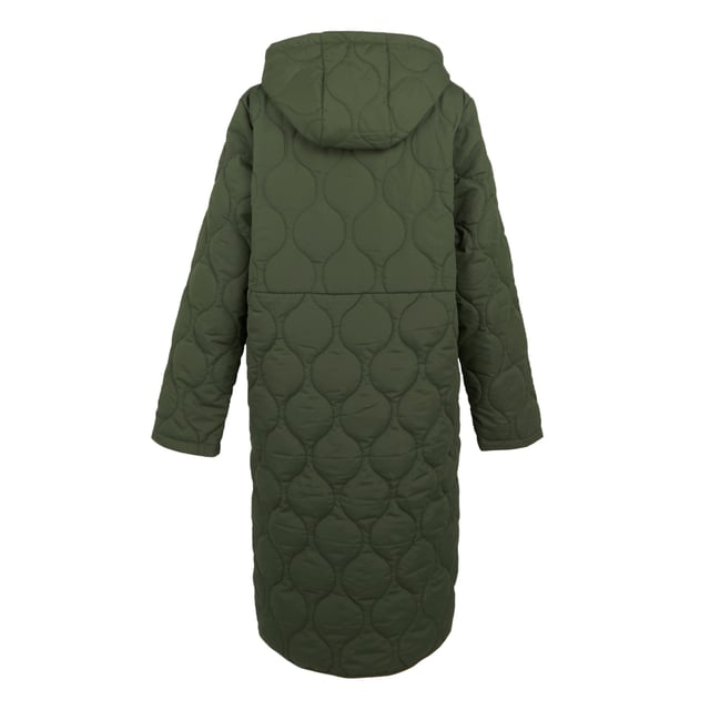 100% Polyester. Filling: Down-Touch, Warmloft. Fabric: Micro Poplin. Lining: Taffeta. Design: Plain, Quilted, Sleeve Patches. Fabric Technology: DWR Finish, Lightweight, Water Repellent. Neckline: Hooded. Sleeve-Type: Long-Sleeved. Hood Features: Drawcord, Grown On Hood. Length: Longline. Pockets: 2 Front Pockets. Fastening: Snap Closure, Stormflap. Sustainability: Made from Recycled Materials. 8 UK: 32 in. 10 UK: 34 in. 12 UK: 36 in. 14 UK: 38 in. 20 UK: 45 in. 22 UK: 48 in. 24 UK: 50 in. 26 UK: 52 in. 18 UK: 43 in. 16 UK: 40 in.