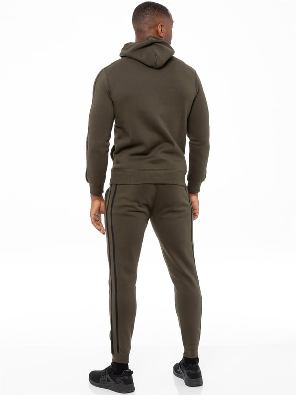 Enzo Mens Tape Hoodie Full Overhead Tracksuit. Overhead Hooded Top. Enzo Embroidery Logo on Chest and Contrast Stripe Design on Sleeves. Hoodie with Drawstring. Ribbed Waist and Cuffs. Kangaroo Pockets. Enzo Mens Casual Designer Striped Tracksuit Joggers. Featuring Classic Contrast Stripes to Sides. 2 Side Pockets. Cotton Blend for Superior Comfort. Adjustable Waist with Drawstrings. Athleisure Perfect for All Gym wear