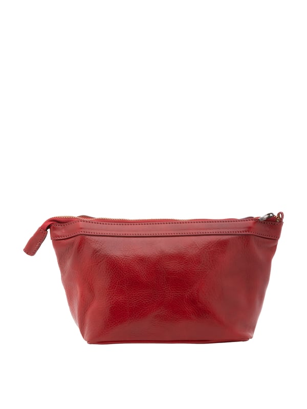 Bolso de mano unisex. El cierre es con cremallera. Los bolsillos internos son dos con cremallera y dos abiertos. Los bolsillos externos están ausentes. Falta la correa para el hombro. El mango es de piel. Hay un compartimento interno. El material exterior es auténtica piel de vacuno. Internamente está forrado en algodón. Medidas: 18x23x12 cm. Hecho en Italia