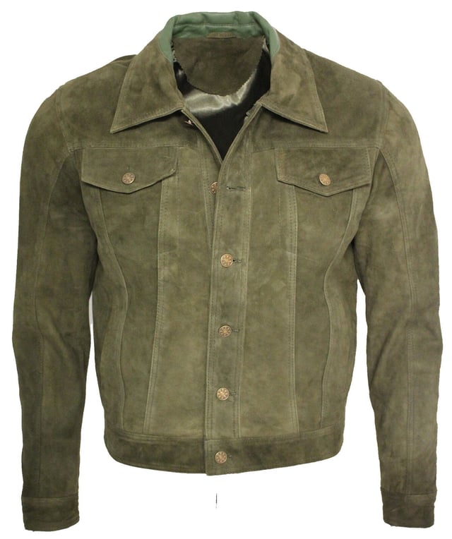The stylish denim inspired shirt gets reinterpreted in the softest goat suede leather. This slim fit garment is your style statement, exuding a design that echoes 70's Americana. The jacket features press button fastening and adjustable waistband and cuffs for added comfort. This retro jacket will look great with your favourite jeans and a pair of