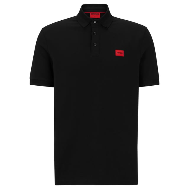 Men's polo shirt from the HUGO brand. Plain-coloured pique polo with woven label on the left chest. Made of pure cotton.