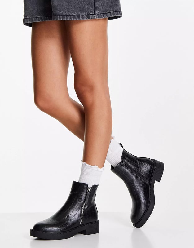 Schuh Womens Amos Chunky Boots With Side Zip In Black