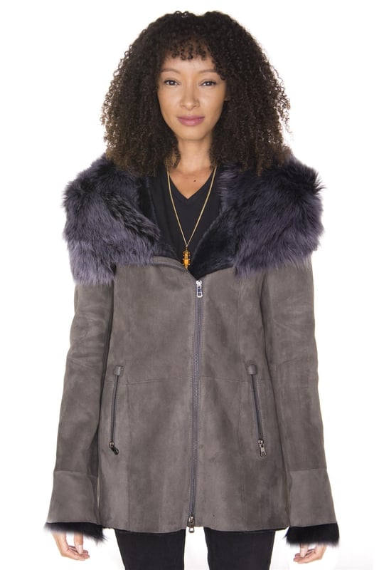 Suede sheepskin jacket womens on sale