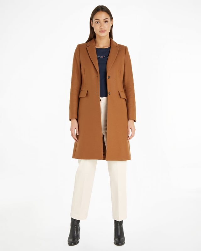 Tommy Hilfiger Wool Blend Womens Long Classic Jacket