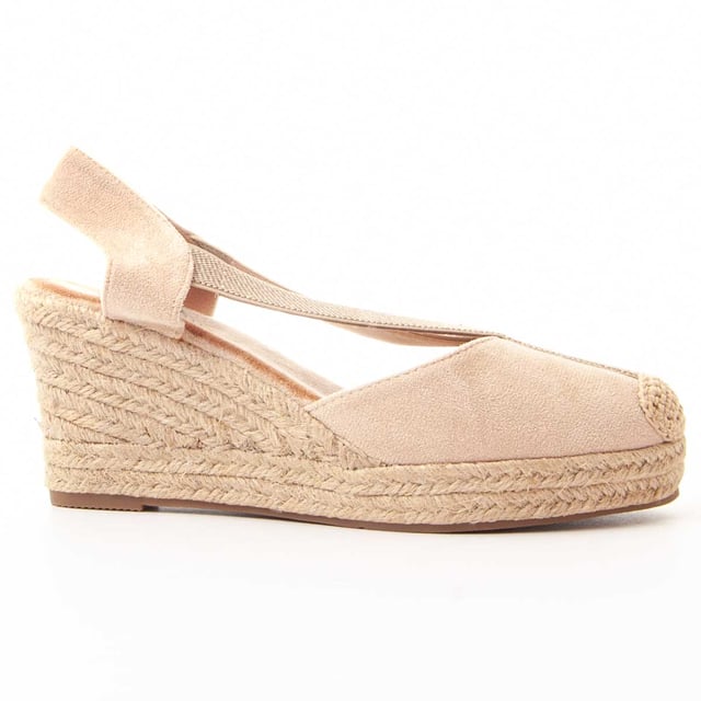 Esparto-Grass Wedge für Damen. Bequemer Sitz. Gepolsterte Einlegesohle. Rutschfeste Sohle. Verstärkte Nähte. Von anderen Marken für unsere Marke hergestellt. Ungefährer Maß: 8 cm Keil und 2 cm Plateau.