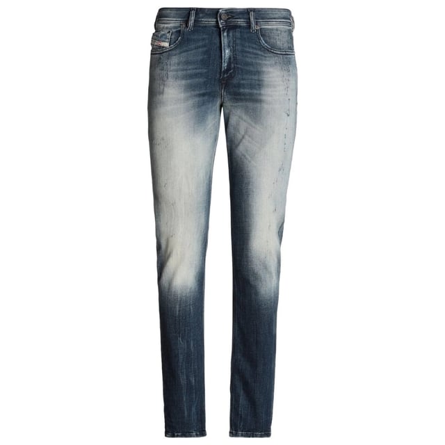 Pantalones vaqueros azules Diesel, bragueta con cremallera, 96 % algodon, 3 % elastomultiester, 1 % elastano-spandex, corte cenido, marca Diesel