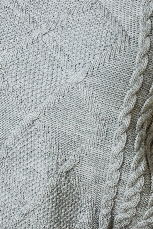 Embellished Neck Fairisle Cable Crew Neck Jumper