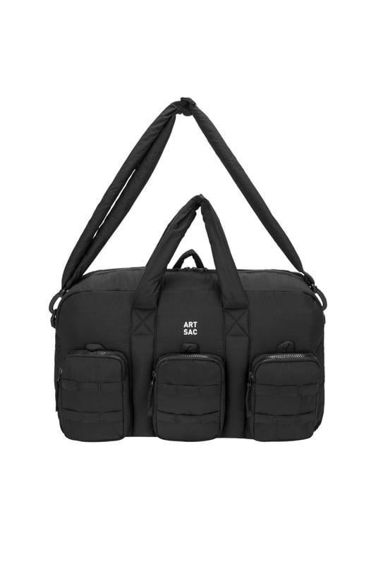 The ultimate carry companion, perfect for every day wear. Featuring a full-length zip top opening and 3 large side pockets, the Harring Padded Triple Holdall is spacious enough for any short or long trip away. Features a detatchable padded shoulder strap. Features: , Padded lightweight nylon, Water resistant, 15 inch padded laptop sleeve - Fits Apple MacBook Pro 16 inch, Grab handle carry straps, Removable padded shoulder strap allowing crossbody styling, Zip top opening to main compartment, ARTSAC screen printed logo, Triple front zip pocket with loops, Internal zip pocket, 2 Internal mobile phone slip pockets - Fits normal and plus size smart phones, 3 Internal pen slip pockets, External rear zip pocket Style Ref: 52010 BLACK