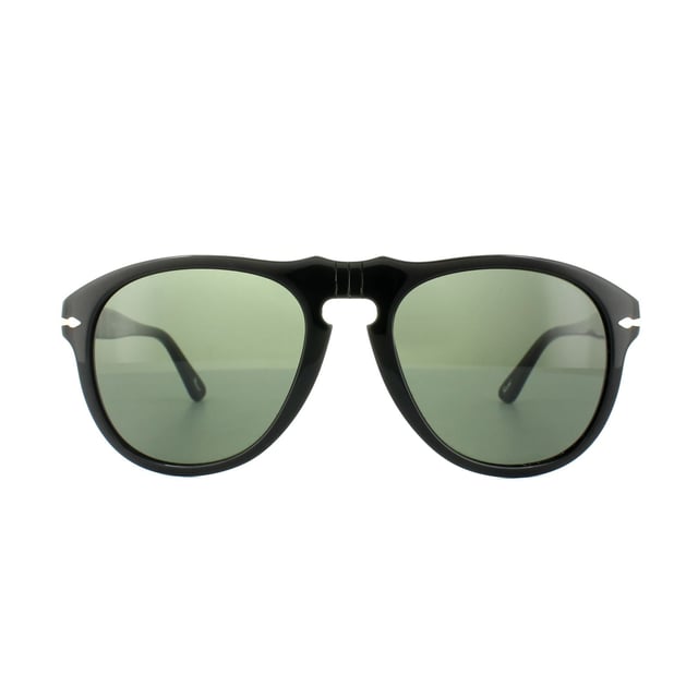 Persol Sunglasses 0649 95/31 Black Green 56mm are technically innovative as well is impressively stylish with the Victorflex system that gives the bridge maximum flexibility with metal inserted into the acetate as seen on the bridge of these awesome Persol shades as well as the classic silver arrow on the temple. Steve McQueen has famously worn these superb Persol 649 sunglasses
