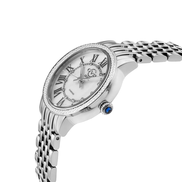 Astor III MOP Zifferblatt Schweizer Quarz Edelstahl Diamant Uhr