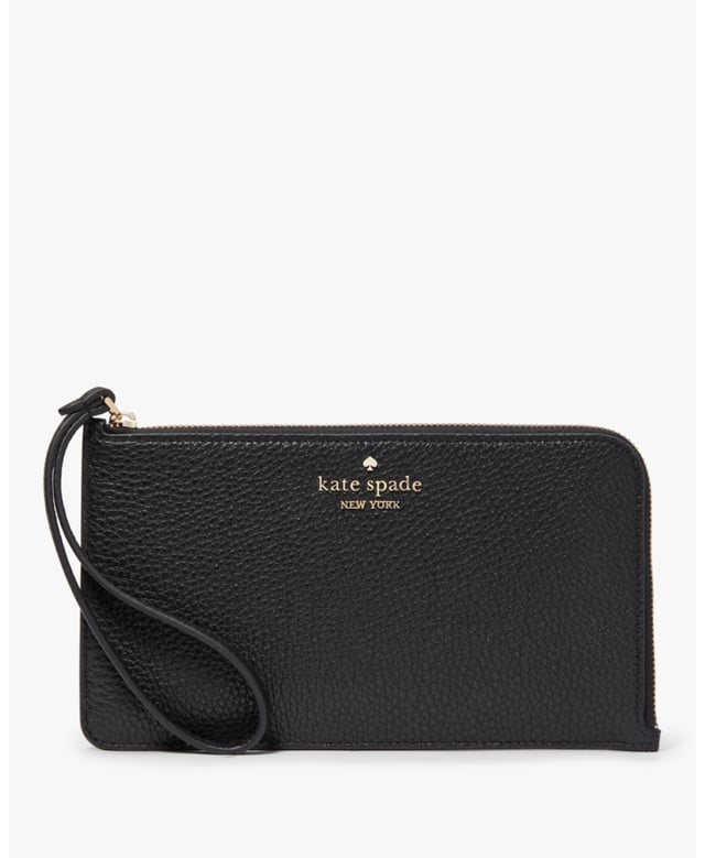 Lucy Pebbled Leather Medium L-Zip Wristlet, 3 Credit Card Slots, Back Slip Pocket,  Width: 11.50 Cm,  Height: 20.00 Cm