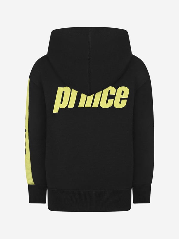 For comfort and style when warming up for practice, or just to throw over their favorite tee for a sporty look they can wear all day. This Prince Off Court Stance Hoodie in black will be their favourite. This pullover in black has contrast yellow for a pop of colour, made of 60% cotton & 40% polyester with an attached hood and Prince Logo on the sleeves. Before washing make sure to turn the hoodie inside out to protect the logo.